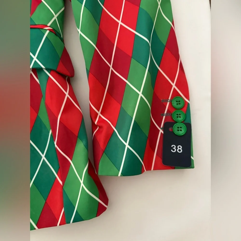 Suslo Couture Blazer Jacket Green Red NWT size Small size 38 - Picture 7 of 14